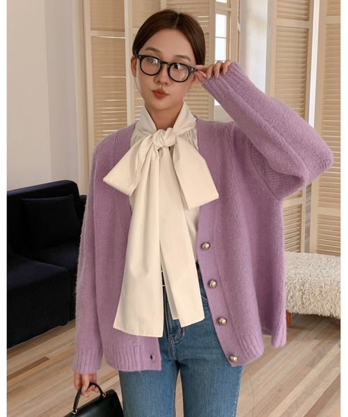 BIRTHDAY BASH(バースデイバッシュ)の「METAL BUTTON CARDIGAN(メタルボタンニットカーディガン)(カーディガン/ボレロ・レディース・パープル/ブルー・FREE)」の11枚目の写真
