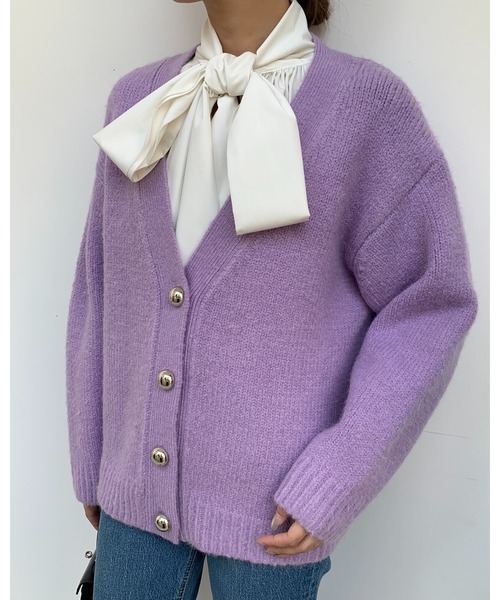 BIRTHDAY BASH(バースデイバッシュ)の「METAL BUTTON CARDIGAN(メタルボタンニットカーディガン)(カーディガン/ボレロ・レディース・パープル/ブルー・FREE)」の14枚目の写真