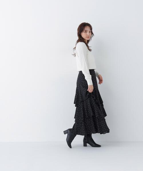 NATURAL BEAUTY BASIC(ナチュラルビューティーベーシック)の「ミニケーブルVネックニット(ニット/セーター・レディース・ブルー/ネイビー/オフホワイト・FREE)」の6枚目の写真
