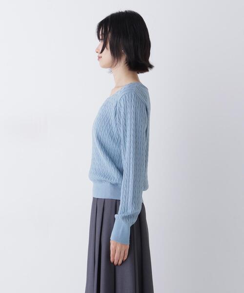 NATURAL BEAUTY BASIC(ナチュラルビューティーベーシック)の「ミニケーブルVネックニット(ニット/セーター・レディース・ブルー/ネイビー/オフホワイト・FREE)」の19枚目の写真