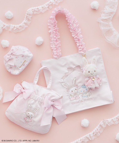 Maison de FLEUR(メゾンドフルール)の「【受注生産】ウィッシュミーメル&シナモロール フリルハンドルトート(トートバッグ・レディース・ピンク・FREE)」の9枚目の写真