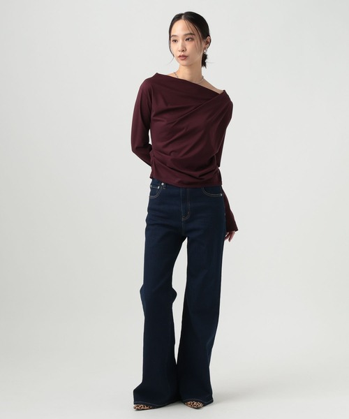 BAYFLOW（ベイフロー）の「ドレープネックロングスリーブプルオーバー（Tシャツ/カットソー・レディース・ボルドー/グレー/ブラック・FREE）」の4枚目の写真