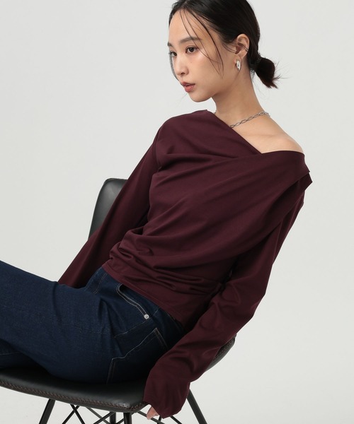 BAYFLOW（ベイフロー）の「ドレープネックロングスリーブプルオーバー（Tシャツ/カットソー・レディース・ボルドー/グレー/ブラック・FREE）」の11枚目の写真