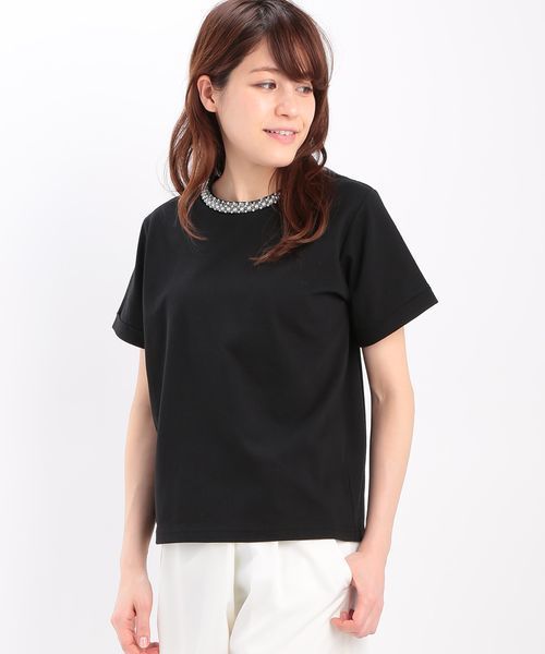 ROPE' PICNIC（ロペピクニック）の「ビジューテープ付きＴシャツ（Tシャツ/カットソー・レディース・ホワイト/ブラック/ブルー・38）」の2枚目の写真