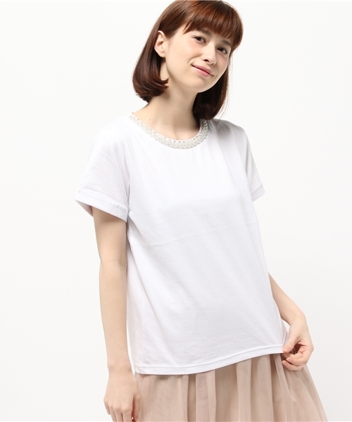 ROPE' PICNIC（ロペピクニック）の「ビジューテープ付きＴシャツ（Tシャツ/カットソー・レディース・ホワイト/ブラック/ブルー・38）」の11枚目の写真