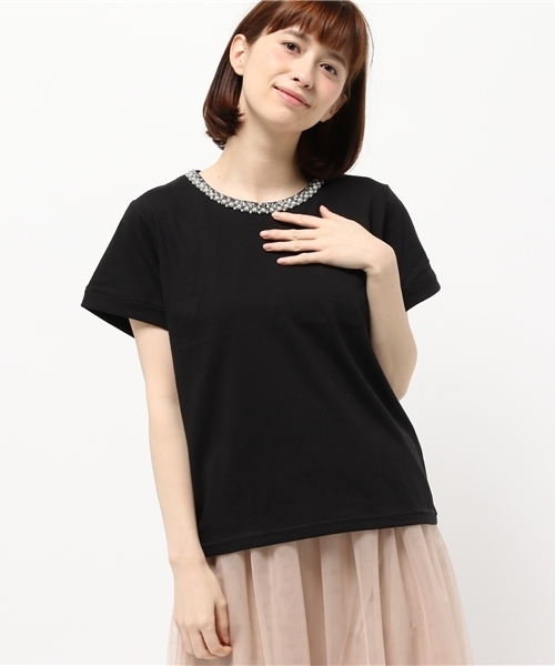 ROPE' PICNIC（ロペピクニック）の「ビジューテープ付きＴシャツ（Tシャツ/カットソー・レディース・ホワイト/ブラック/ブルー・38）」の12枚目の写真