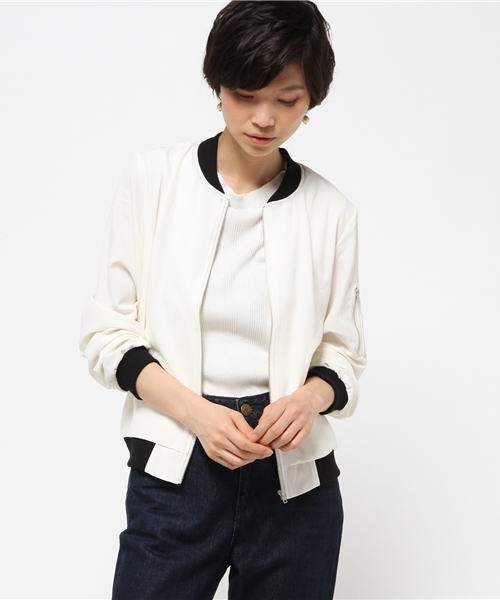 VENCEEXCHANGE（ヴァンスエクスチェンジ）の「ジョーゼットMA-1                  （MA-1・レディース・オフホワイト/ライトカーキ/ブラック・MEDIUM）」の13枚目の写真