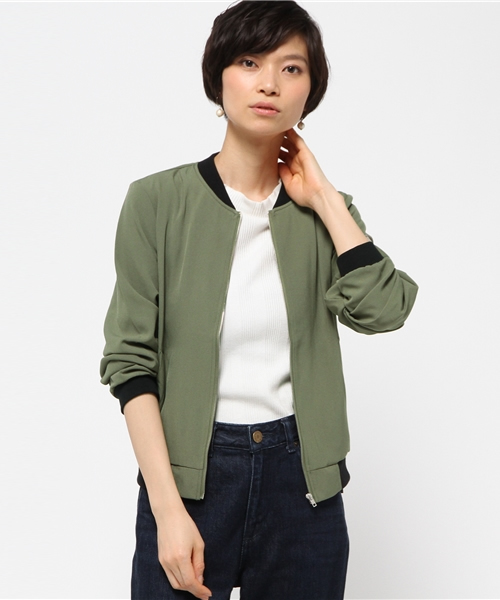 VENCEEXCHANGE（ヴァンスエクスチェンジ）の「ジョーゼットMA-1                  （MA-1・レディース・オフホワイト/ライトカーキ/ブラック・MEDIUM）」の3枚目の写真