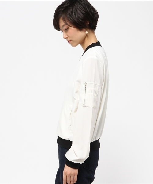 VENCEEXCHANGE（ヴァンスエクスチェンジ）の「ジョーゼットMA-1                  （MA-1・レディース・オフホワイト/ライトカーキ/ブラック・MEDIUM）」の9枚目の写真