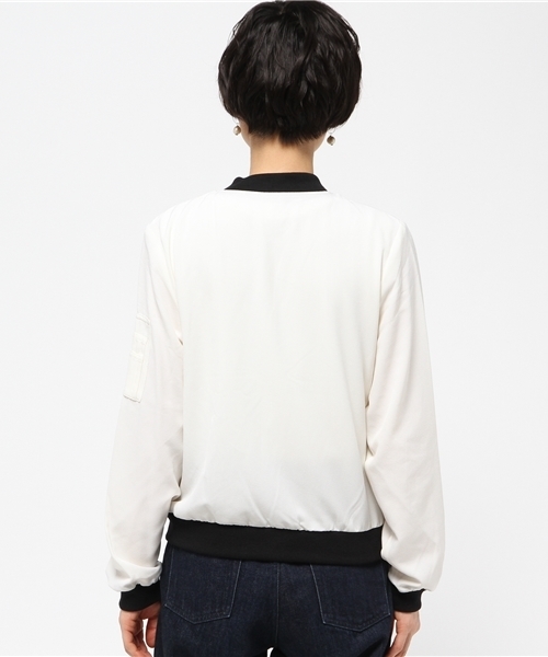 VENCEEXCHANGE（ヴァンスエクスチェンジ）の「ジョーゼットMA-1                  （MA-1・レディース・オフホワイト/ライトカーキ/ブラック・MEDIUM）」の10枚目の写真