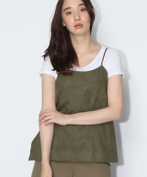 niko and...（ニコアンド）の「DAILYスリットロングキャミ【niko and ...】（キャミソール・レディース・カーキ/ベージュ/ネイビー・FREE）」の3枚目の写真