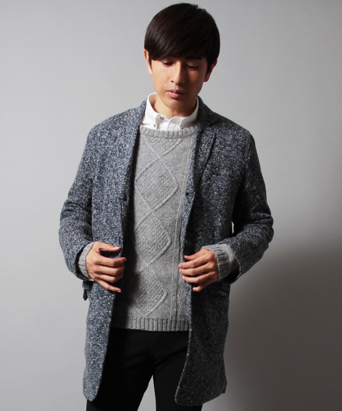 THE CASUAL（カジュアル）の「ニットソーテーラーチェスターコート（チェスターコート・メンズ・グレー/チャコール/ネイビー・L/XL/M）」の2枚目の写真
