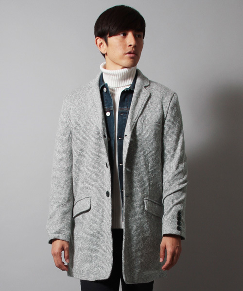 THE CASUAL（カジュアル）の「ニットソーテーラーチェスターコート（チェスターコート・メンズ・グレー/チャコール/ネイビー・L/XL/M）」の3枚目の写真