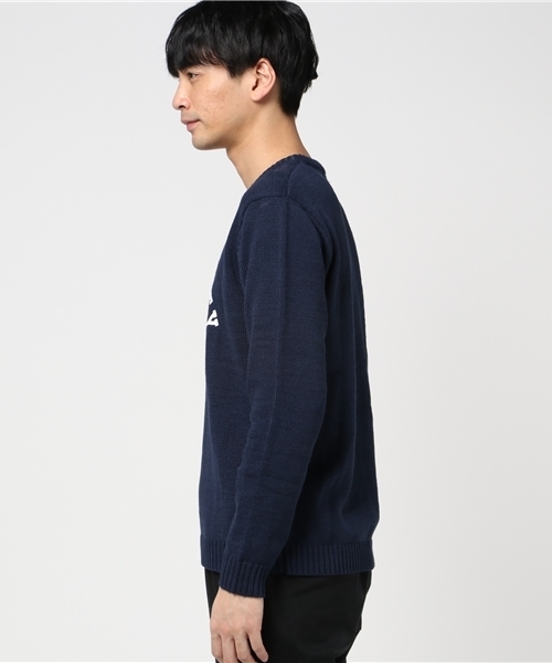 WEGO(ウィゴー)の「WEGO/プリントVネックニット(ニット/セーター・メンズ・ネイビー/ブラック/ホワイト/マスタード・MEDIUM/LARGE)」の6枚目の写真
