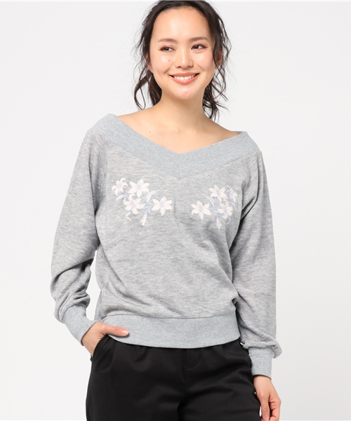 WEGO（ウィゴー）の「WEGO/刺繍Vネックオフショルニット（ニット/セーター・レディース・ピンク/杢グレー/オフホワイト・FREE）」の21枚目の写真