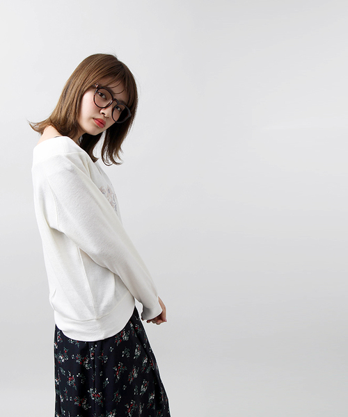WEGO（ウィゴー）の「WEGO/刺繍Vネックオフショルニット（ニット/セーター・レディース・ピンク/杢グレー/オフホワイト・FREE）」の13枚目の写真