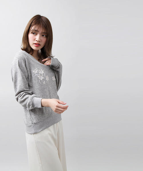 WEGO（ウィゴー）の「WEGO/刺繍Vネックオフショルニット（ニット/セーター・レディース・ピンク/杢グレー/オフホワイト・FREE）」の15枚目の写真