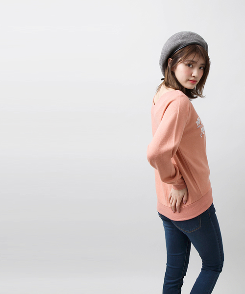 WEGO（ウィゴー）の「WEGO/刺繍Vネックオフショルニット（ニット/セーター・レディース・ピンク/杢グレー/オフホワイト・FREE）」の7枚目の写真