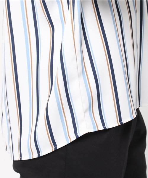 INGNI(イング)の「『4/27(木)ルナンデスご紹介商品』『CanCam5月号掲載商品』7分袖マルチストライプ柄スキッパーシャツ/レディーストップス-2017SS-(シャツ/ブラウス・レディース・ピンク/サックスブルー/ベージュ・MEDIUM)」の11枚目の写真