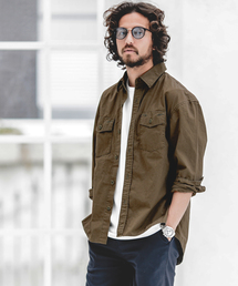 CAMBIO | ms3098-Pato×CAMBIOストーンバイオウォッシュ加工高密度コーマウェザーミリタリーシャツ(シャツ/ブラウス)