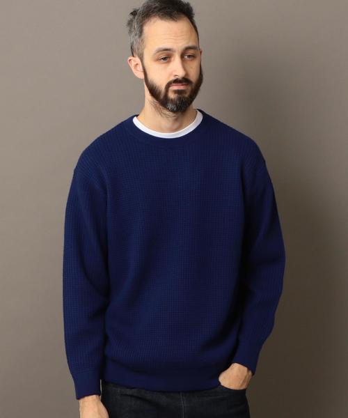 BEAUTY&YOUTH UNITED ARROWS（ビューティーアンドユースユナイテッドアローズ）の「BY ワッフル スウェット ワイドフォルム ニット ◆（ニット/セーター・メンズ・ロイヤルブルー/オフホワイト/イエロー・MEDIUM/SMALL/X-LARGE/LARGE）」の3枚目の写真