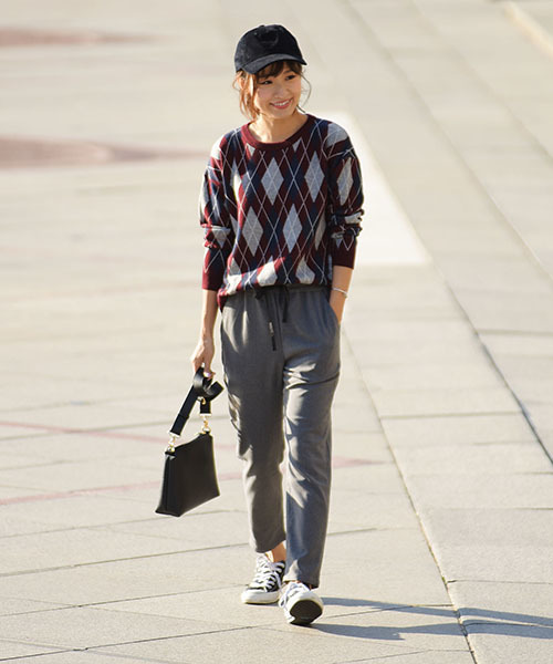 LIPSTAR（リップスター）の「アーガイルジャガードニット（ニット/セーター・レディース・ブラック系その他/イエロー系その他/レッド系その他・M）」の7枚目の写真