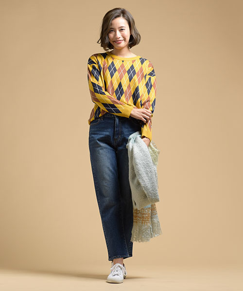 LIPSTAR（リップスター）の「アーガイルジャガードニット（ニット/セーター・レディース・ブラック系その他/イエロー系その他/レッド系その他・M）」の15枚目の写真