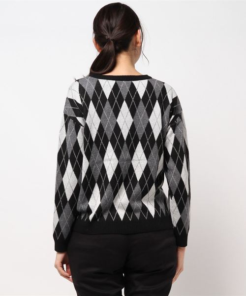 LIPSTAR（リップスター）の「アーガイルジャガードニット（ニット/セーター・レディース・ブラック系その他/イエロー系その他/レッド系その他・M）」の16枚目の写真