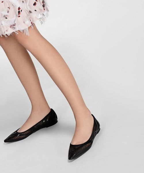 CHARLES & KEITH（チャールズ & キース）の「メッシュディテールバレリーナ / MESH DETAIL BALLERINAS（バレエシューズ・レディース・ブラック/グリーン・24.5cm/23cm/25cm/23.5cm）」の3枚目の写真