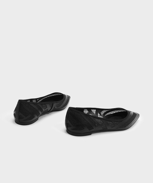 CHARLES & KEITH（チャールズ & キース）の「メッシュディテールバレリーナ / MESH DETAIL BALLERINAS（バレエシューズ・レディース・ブラック/グリーン・24.5cm/23cm/25cm/23.5cm）」の5枚目の写真