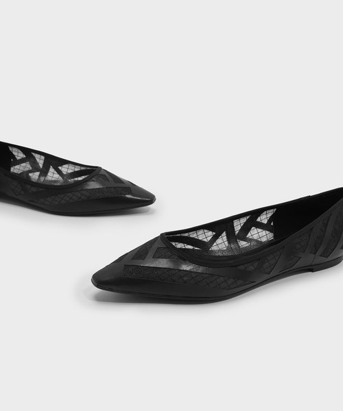 CHARLES & KEITH（チャールズ & キース）の「メッシュディテールバレリーナ / MESH DETAIL BALLERINAS（バレエシューズ・レディース・ブラック/グリーン・24.5cm/23cm/25cm/23.5cm）」の6枚目の写真