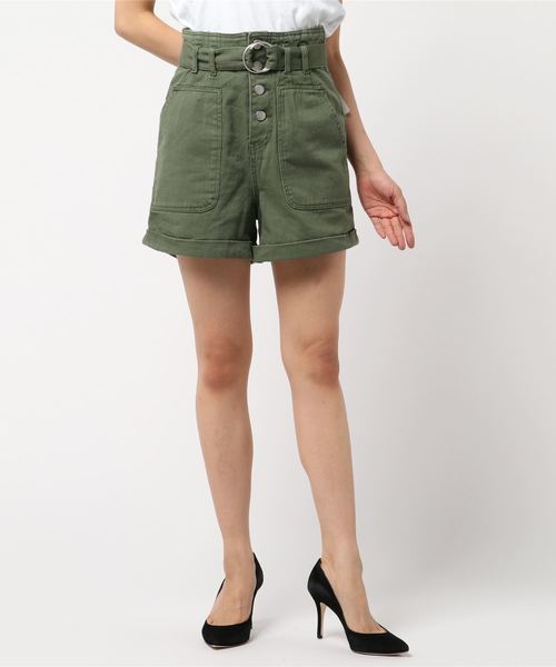 AS KNOW AS PINKY(アズノゥアズピンキー)の「ベーカー☆ベルト付ショートパンツ(デニムパンツ・レディース・ベージュ/カーキ/インディゴブルー・FREE)」の8枚目の写真