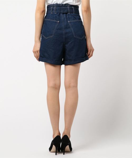 AS KNOW AS PINKY(アズノゥアズピンキー)の「ベーカー☆ベルト付ショートパンツ(デニムパンツ・レディース・ベージュ/カーキ/インディゴブルー・FREE)」の4枚目の写真