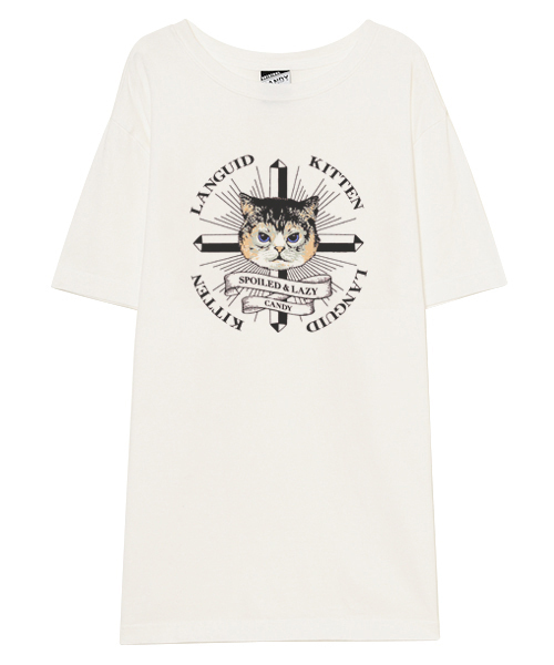 Candy Stripper（キャンディストリッパー）の「LANGUID KITTEN Tシャツ（Tシャツ/カットソー・レディース・ホワイト/ブラック/ネイビー/ピンク・2/3）」の2枚目の写真