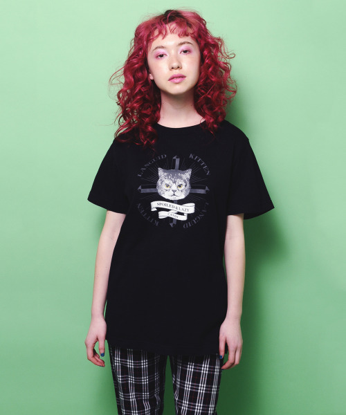 Candy Stripper（キャンディストリッパー）の「LANGUID KITTEN Tシャツ（Tシャツ/カットソー・レディース・ホワイト/ブラック/ネイビー/ピンク・2/3）」の8枚目の写真
