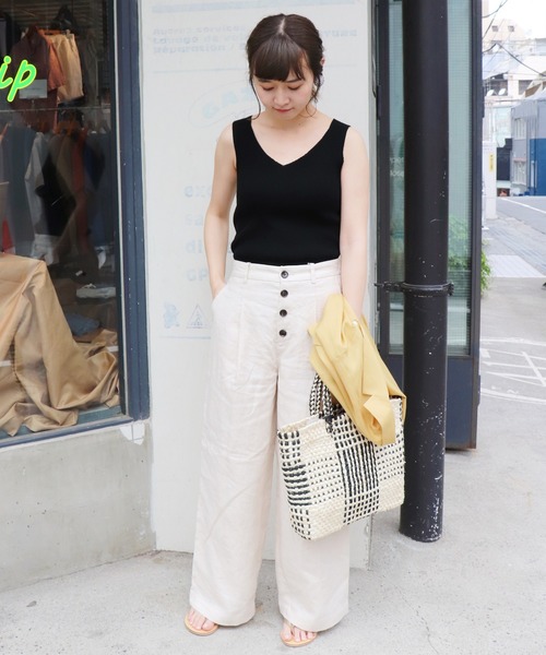 SLOBE IENA（スローブイエナ）の「コットンリブタンクニット◆（ニット/セーター・レディース・ホワイト/ブラック/サックスブルー/ピンク・FREE）」の9枚目の写真