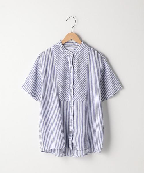 coen(コーエン)の「綿麻ストライプバンドカラーシャツブラウス(シャツ/ブラウス・レディース・イエロー/ネイビー/ピンク・LARGE/MEDIUM)」の7枚目の写真