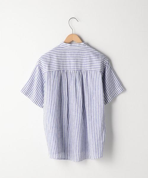 coen(コーエン)の「綿麻ストライプバンドカラーシャツブラウス(シャツ/ブラウス・レディース・イエロー/ネイビー/ピンク・LARGE/MEDIUM)」の4枚目の写真