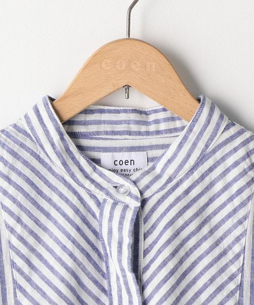 coen(コーエン)の「綿麻ストライプバンドカラーシャツブラウス(シャツ/ブラウス・レディース・イエロー/ネイビー/ピンク・LARGE/MEDIUM)」の10枚目の写真