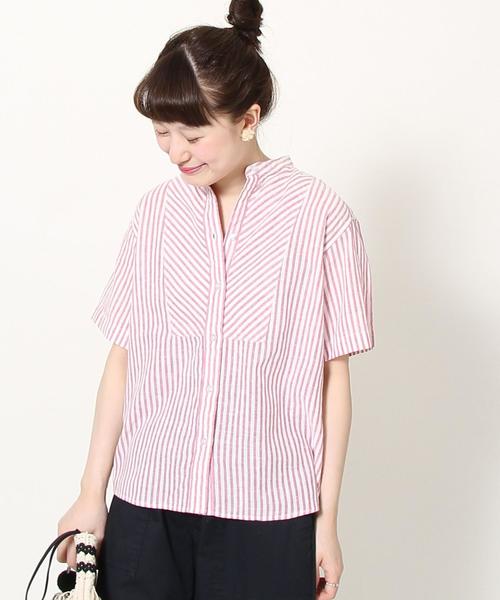 coen(コーエン)の「綿麻ストライプバンドカラーシャツブラウス(シャツ/ブラウス・レディース・イエロー/ネイビー/ピンク・LARGE/MEDIUM)」の15枚目の写真