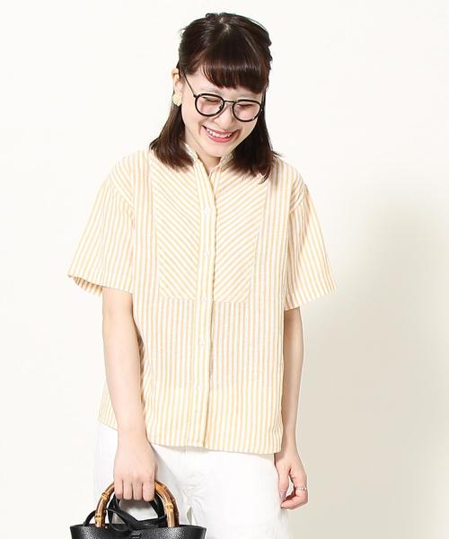 coen(コーエン)の「綿麻ストライプバンドカラーシャツブラウス(シャツ/ブラウス・レディース・イエロー/ネイビー/ピンク・LARGE/MEDIUM)」の9枚目の写真
