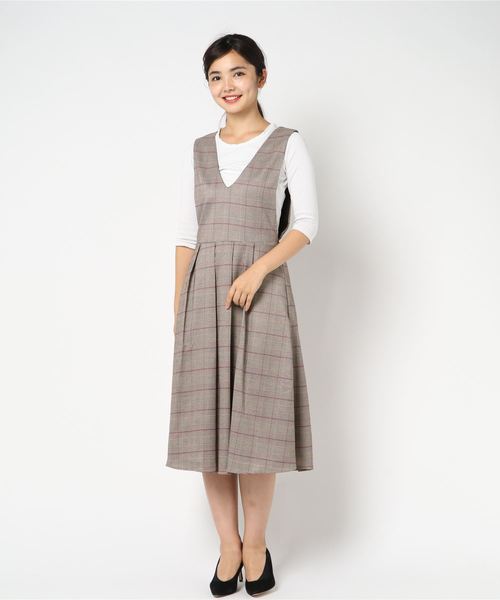 archives（アルシーヴ）の「チェックタックジャンスカ（ワンピース・レディース・ブラック/ブラウン・MEDIUM）」の2枚目の写真