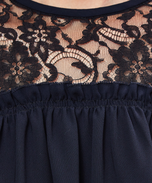 DESIGNWORKS（デザインワークス）の「リバーレースブラウス（シャツ/ブラウス・レディース・ネイビー/オフホワイト/ピンクベージュ・38）」の9枚目の写真