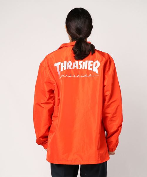 THRASHER（スラッシャー）の「HOMETOWN COACH JACKET/スラッシャー コーチジャケット ユニセックス バックプリント（ナイロンジャケット・メンズ・ブラック/ブルー/グリーン/マルーン/ベージュ/オレンジ・SMALL/MEDIUM/LARGE/X-LARGE）」の6枚目の写真