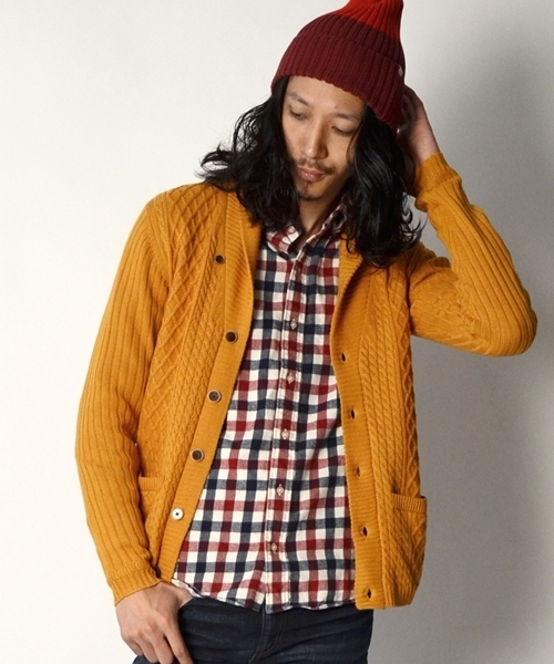 SHIPS(シップス)の「SC: ランダムアラン ショールカーディガン(カーディガン/ボレロ・メンズ・グレー/レッド/イエロー/ネイビー/オリーブ・SMALL/MEDIUM/LARGE/X-LARGE)」の4枚目の写真