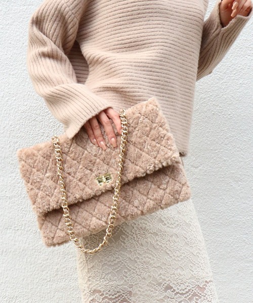 AMBIENT（アンビエント）の「ﾎﾞｱｷﾙﾃｨﾝｸﾞﾁｪｰﾝﾊﾞｯｸﾞ（ショルダーバッグ・レディース・ブラック/ベージュ・FREE）」の5枚目の写真