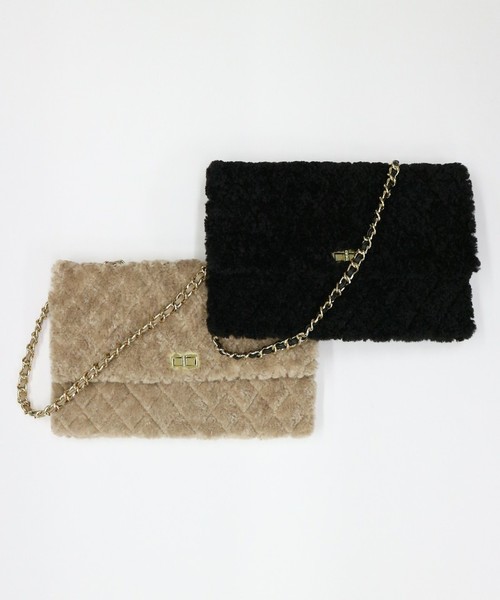 AMBIENT（アンビエント）の「ﾎﾞｱｷﾙﾃｨﾝｸﾞﾁｪｰﾝﾊﾞｯｸﾞ（ショルダーバッグ・レディース・ブラック/ベージュ・FREE）」の10枚目の写真