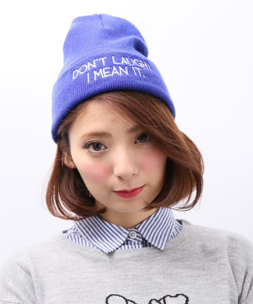 WEGO（ウィゴー）の「WEGO/ロゴ刺繍ニットキャップ（ニットキャップ/ビーニー・メンズ・ホワイト/ブラック/ライトグレー/ブルー/ネイビー/パープル/イエロー/ワイン・FREE）」の5枚目の写真