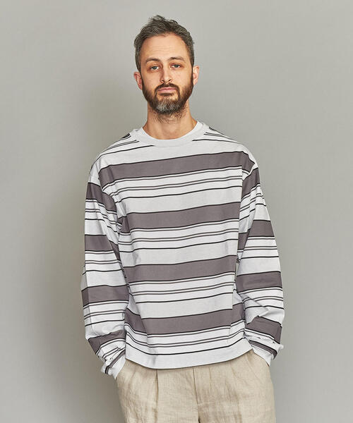 BEAUTY&YOUTH UNITED ARROWS(ビューティーアンドユースユナイテッドアローズ)の「BY ショーン ボーダー ロングアーム カットソー -MADE IN JAPAN- о(Tシャツ/カットソー・メンズ・ブラック/グレー・SMALL/MEDIUM/LARGE/X-LARGE)」の2枚目の写真