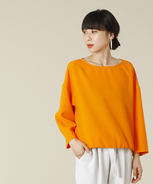 Tiara（ティアラ）の「麻調バルーンスリーブブラウス（シャツ/ブラウス・レディース・キャメル/オレンジ/グリーン/ネイビー・FREE）」の4枚目の写真